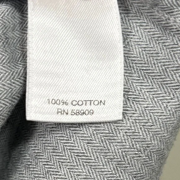 ROWM Mens Shirt XL Grey Button Down Herringbone Geometric Preppy Academia Office - Picture 4 of 10